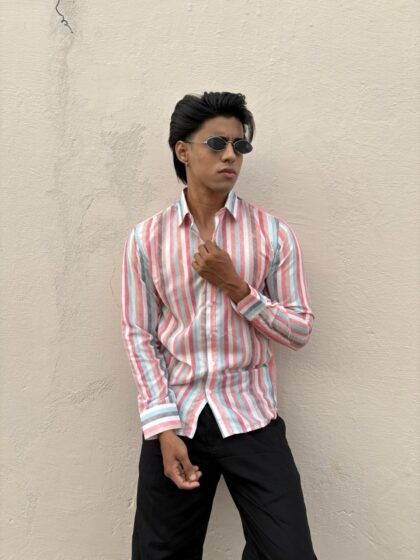 Pink-Vertical Stripes-Shirt